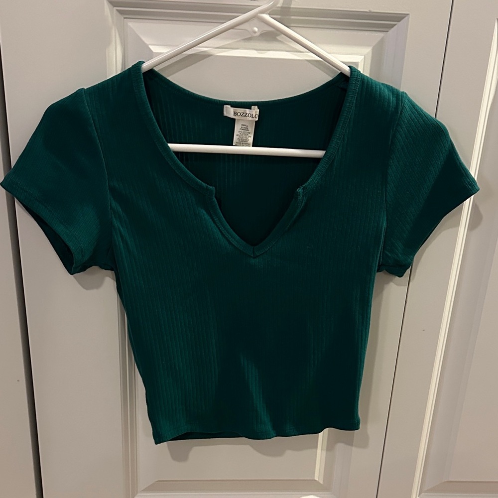Bozzolo Teal Ribbed Crop Top